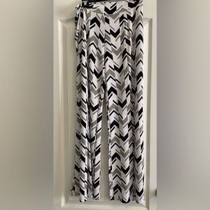 Black & white with grey dress pants (with front slits)